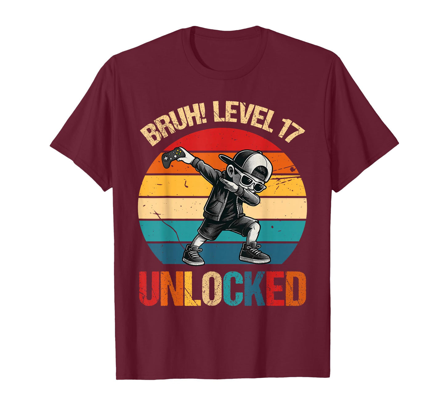 17 Years Old Dabbing Boy Bruh 17th Level Unlocked Birthday T-Shirt