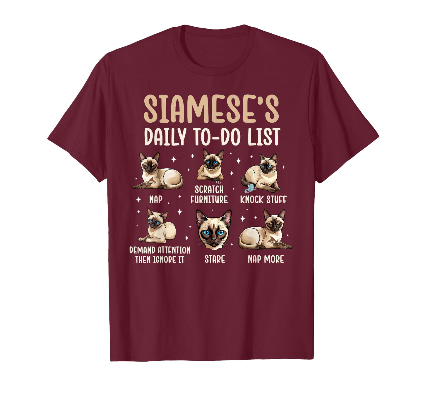 Siamese's Daily to Do List Siamese Owner Siamese Cat Lover T-Shirt