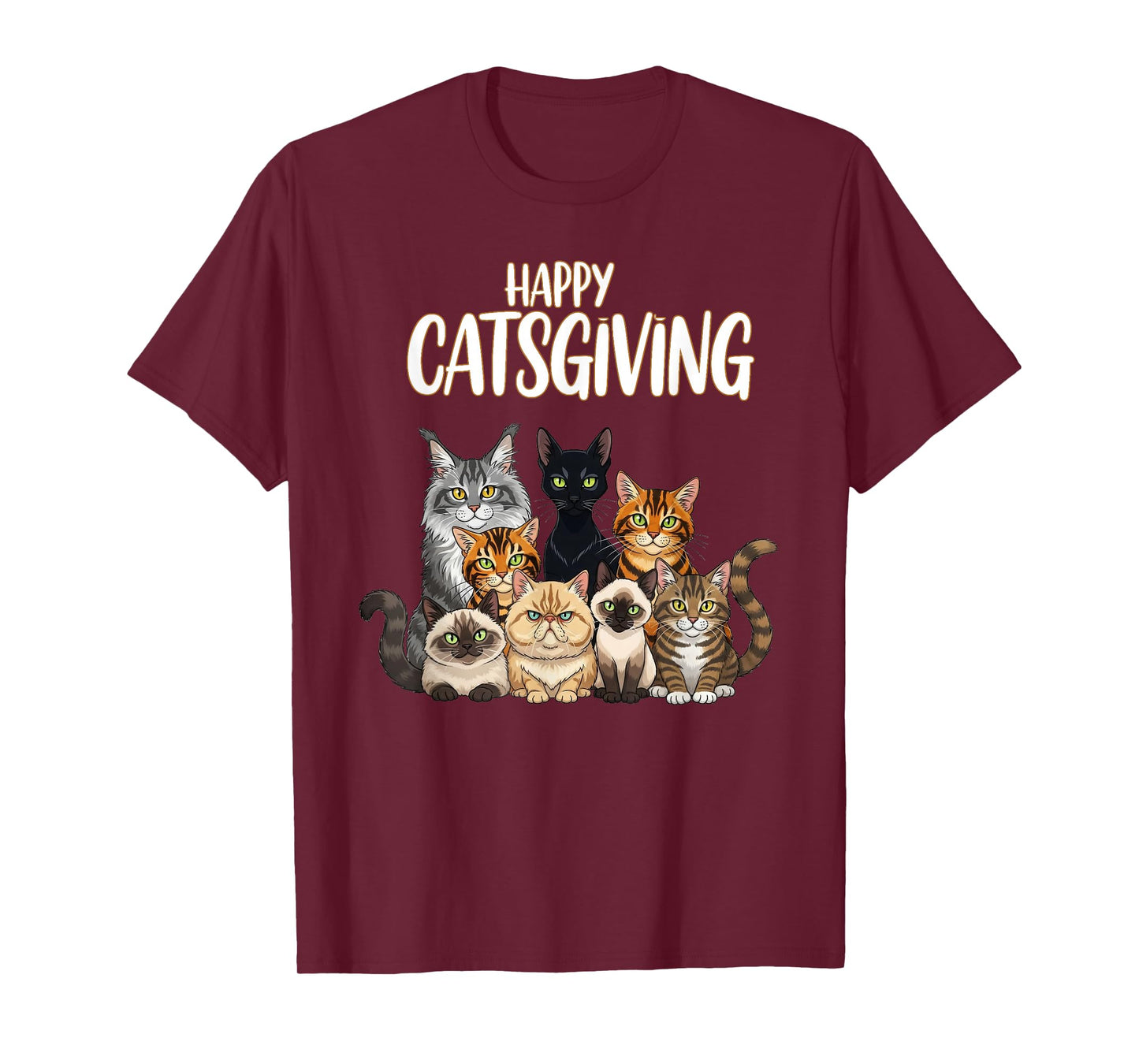 Funny Thanksgiving Cat Lovers Gift Happy Catsgiving T-Shirt