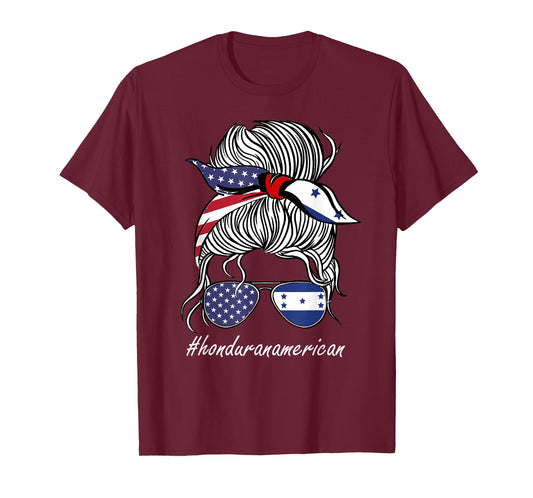 Honduras Heritage American Grown Women Girl Honduras Flag T-Shirt
