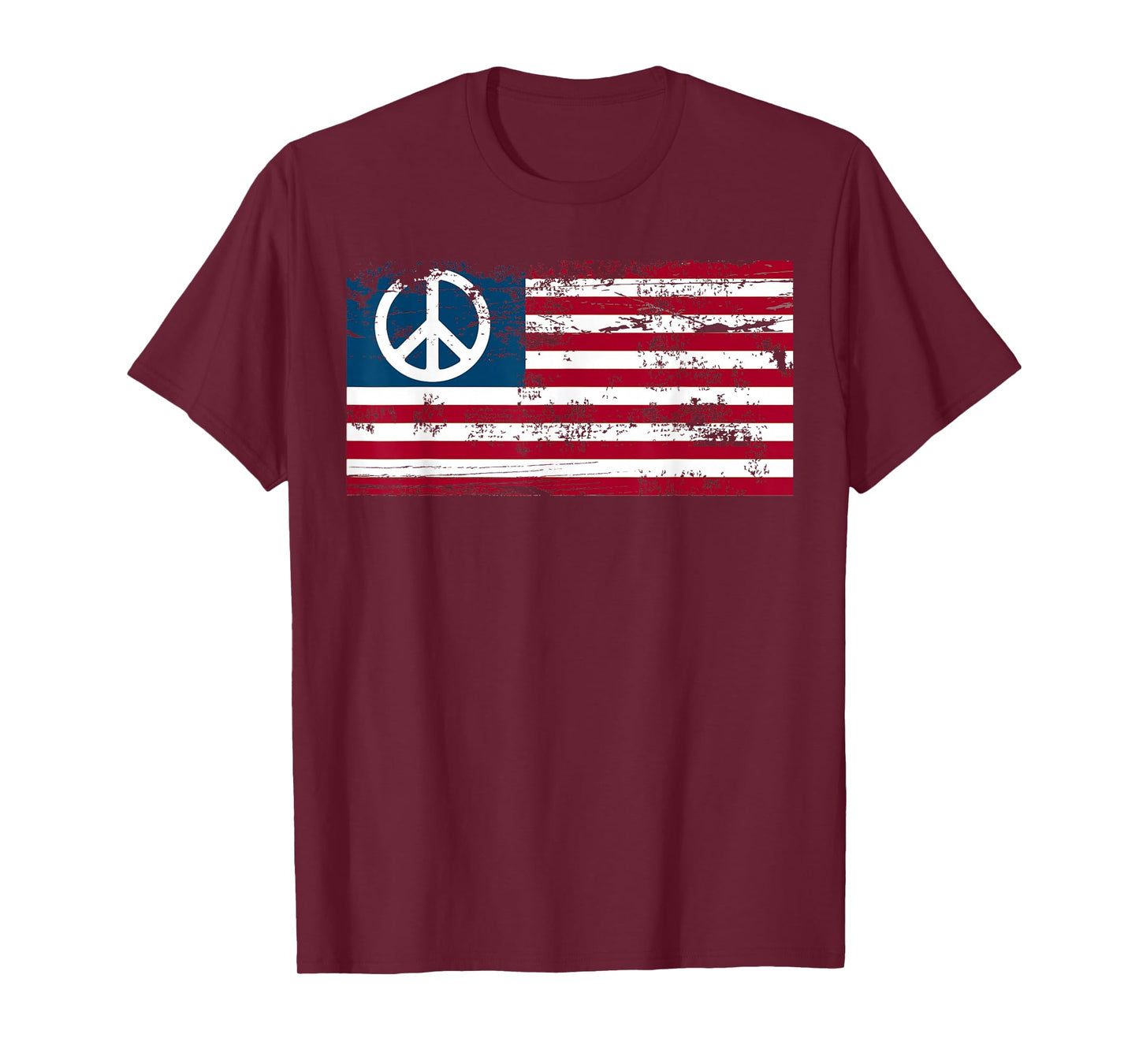 Distressed American USA Flag with Peace Sign T-shirt T-Shirt