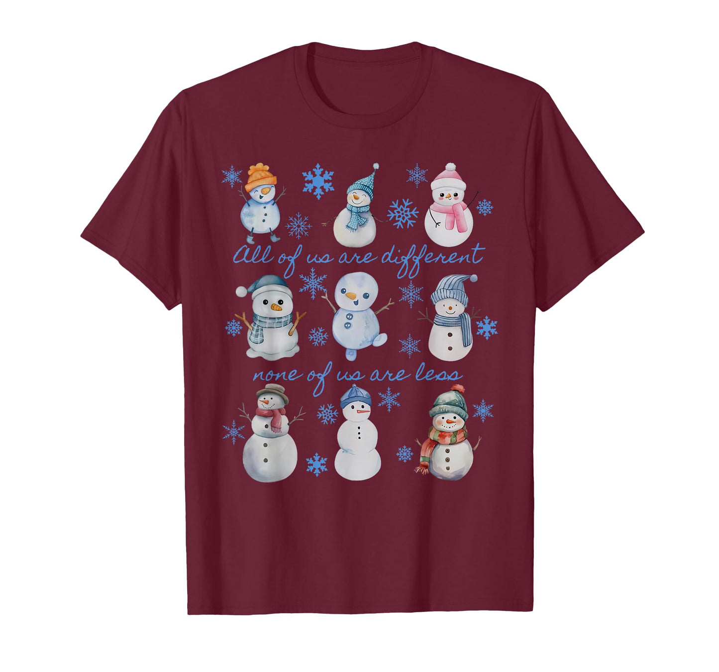 Winter Snowman Neurodivergent Christmas Autism Inclusion T-Shirt