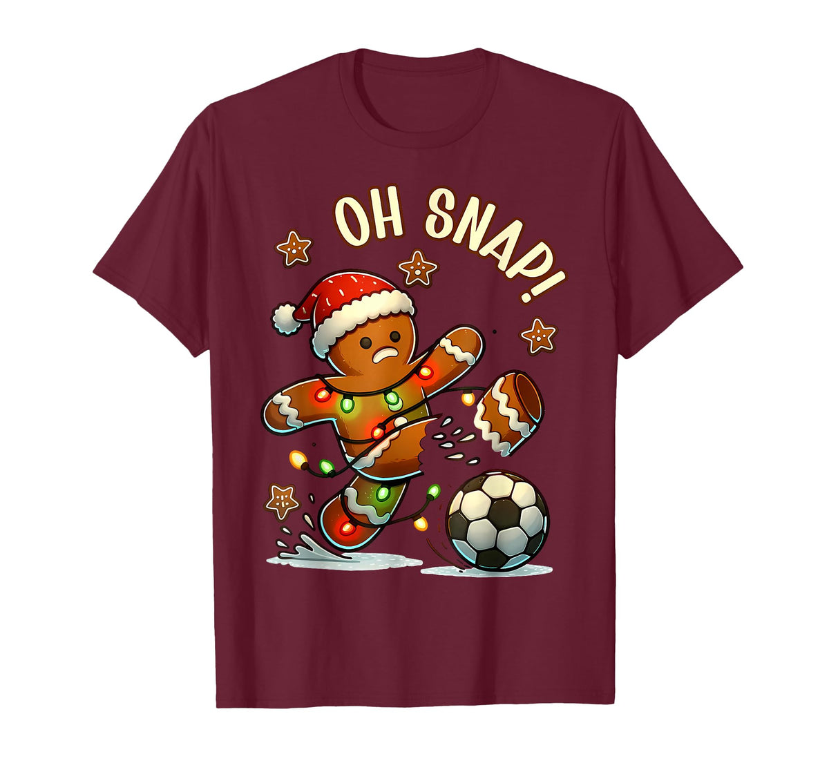 Oh Snap Gingerbread Soccer Xmas Light Holiday T-Shirt