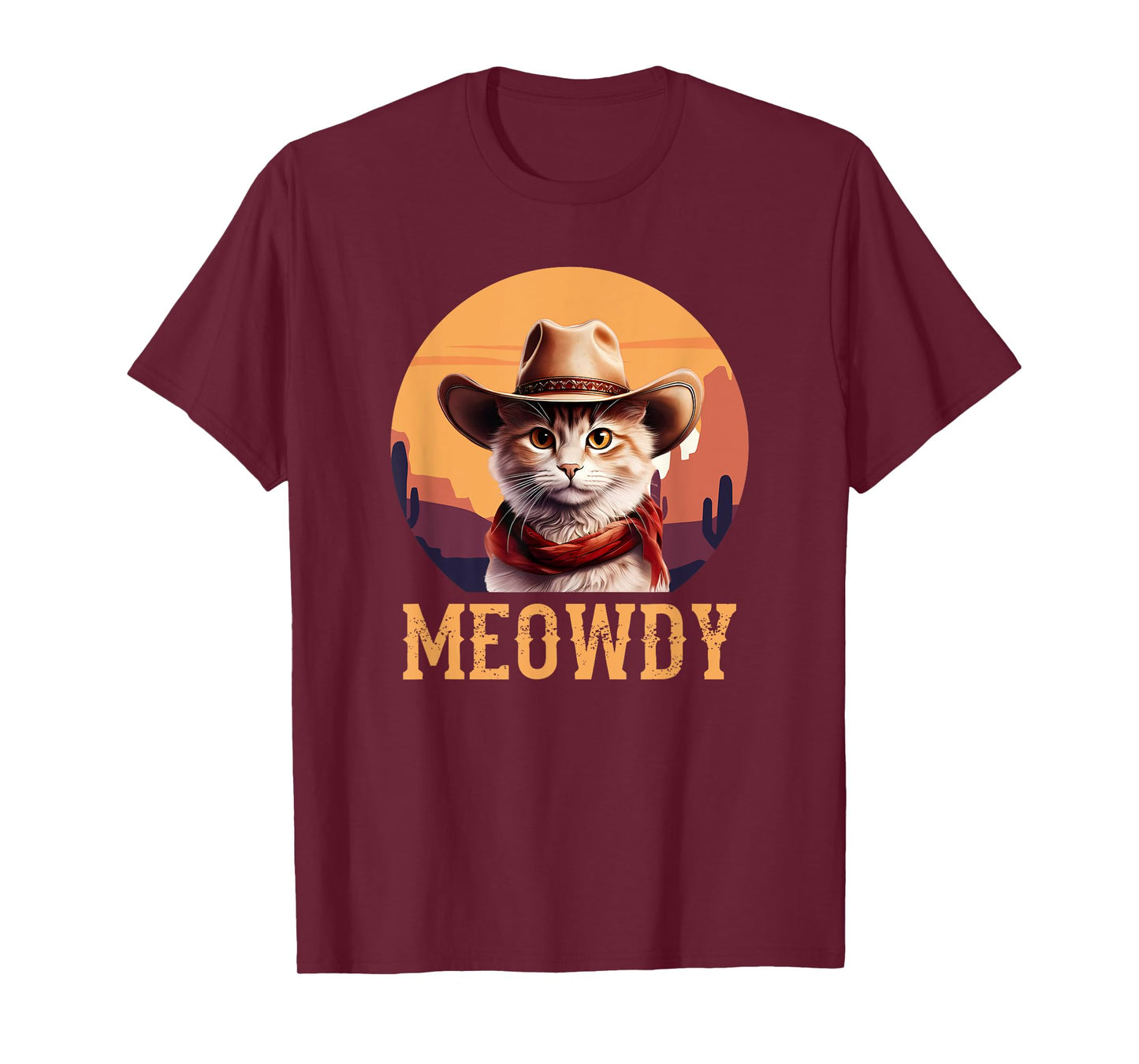 Meowdy Cat Cowboy Hat Funny Vintage Graphic T-Shirt