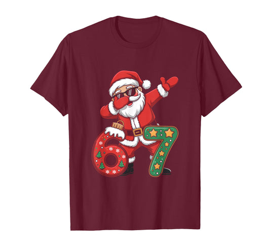 Funny Six Seven 6 7 Meme Santa Dab Christmas Dabbing T-Shirt