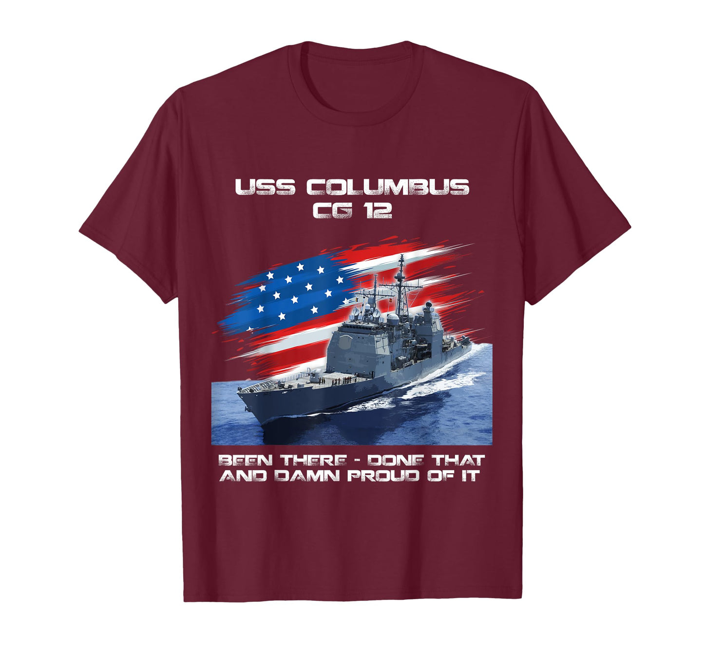 USS Columbus CG-12 Class Cruiser American Flag Veteran Xmas T-Shirt