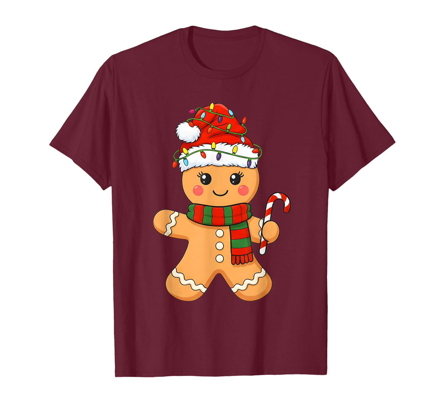 Christmas Baking Gingerbread Man Santa Lights Xmas T-Shirt