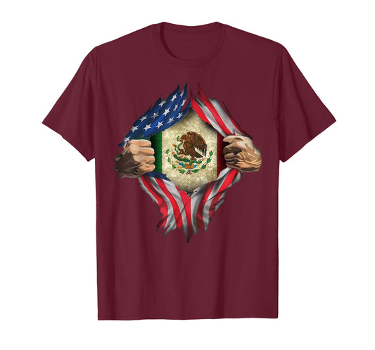 MEXICAN AMERICAN SUPER HERO FLAG T SHIRT T-Shirt