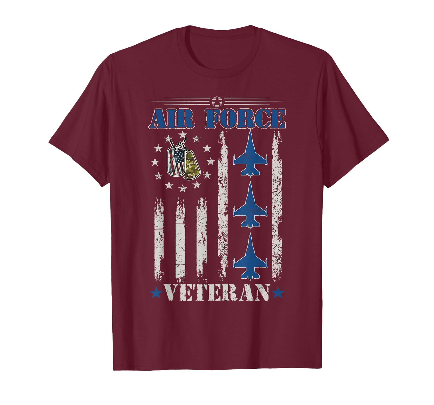 Air Force Veteran Proud Distressed American Flag for Men T-Shirt