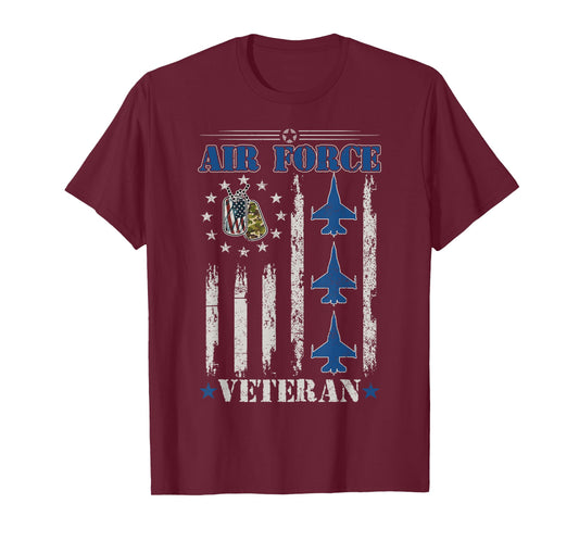 Air Force Veteran Proud Distressed American Flag for Men T-Shirt