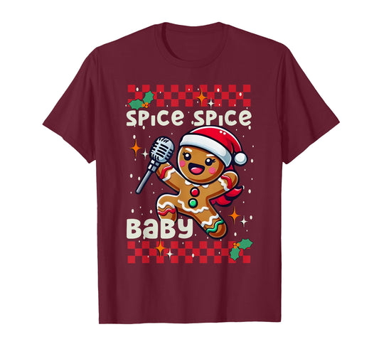 Funny Gingerbread Man Spice Spice Baby Cute Christmas Cookie T-Shirt