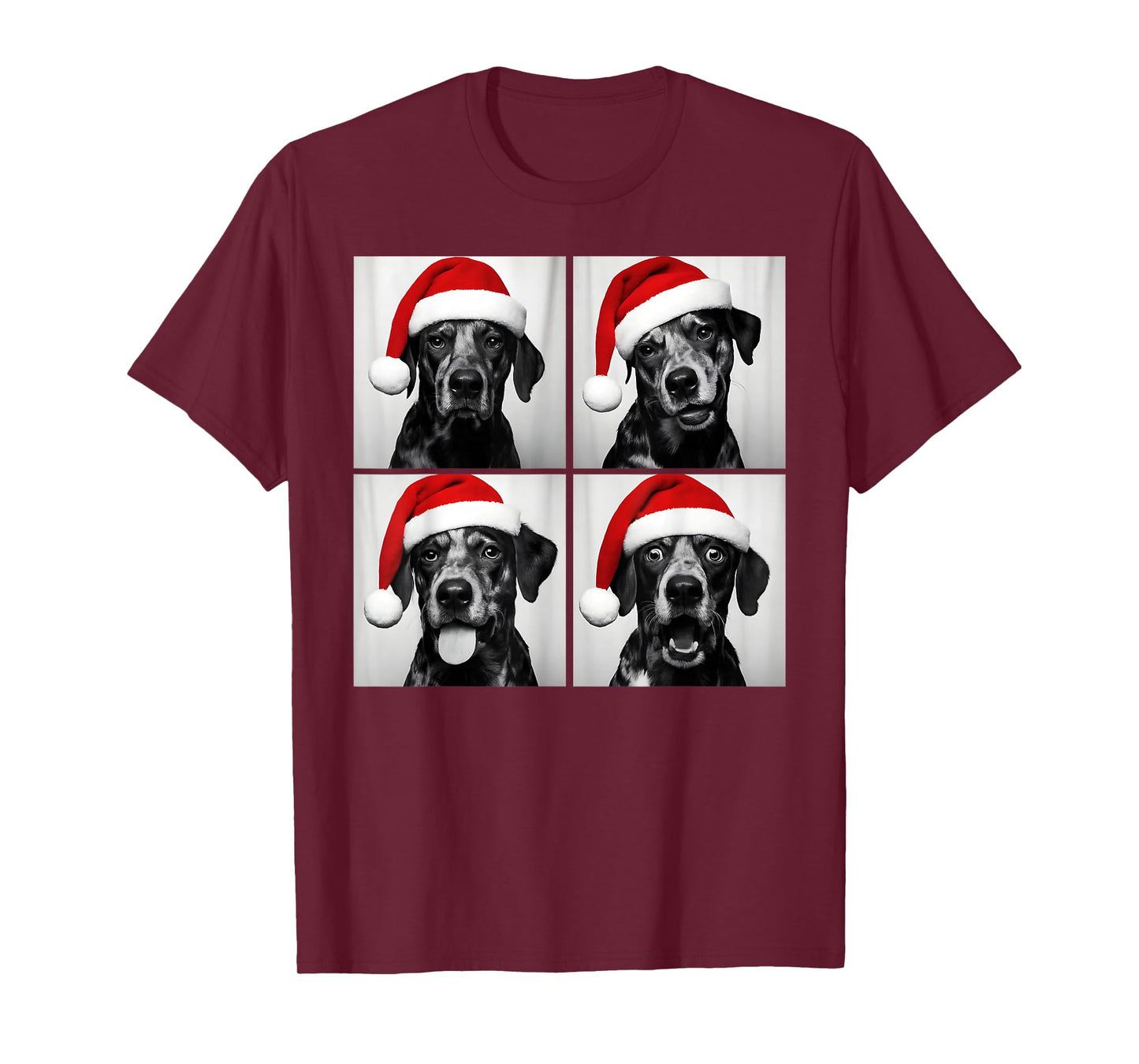 Funny Christmas Catahoula Leopard Dog Santa Photo Booth T-Shirt