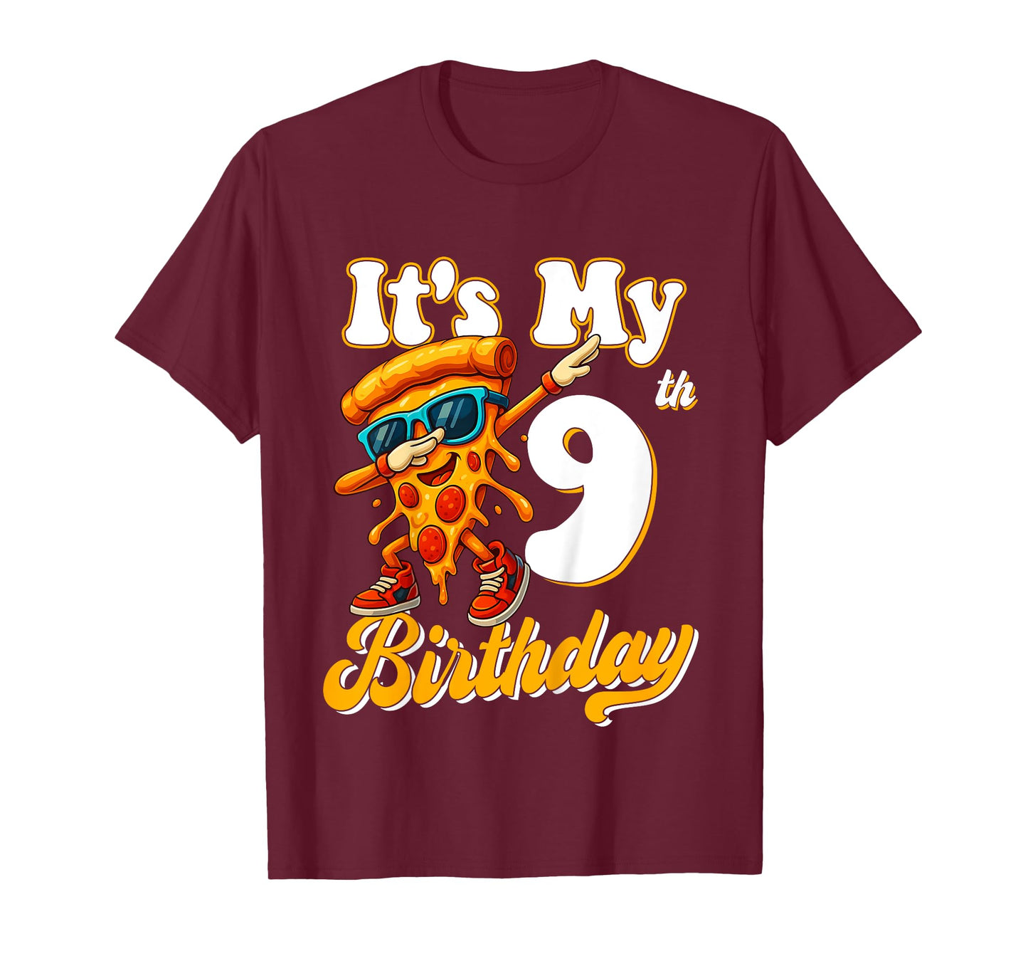 Its My 9th Birthday Dabbing Pizza Boy Girl 9 Years Old T-Shirt