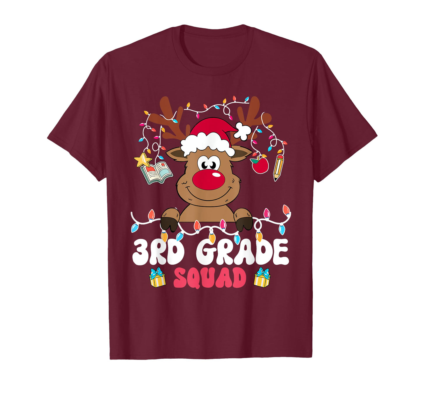 3rd Grade Squad Reindeer Christmas Third Grade Teacher Xmas T-Shirt
