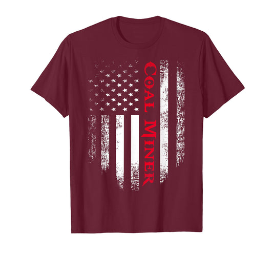 Vintage USA Red White Coal Miner American Flag T-Shirt Gift T-Shirt