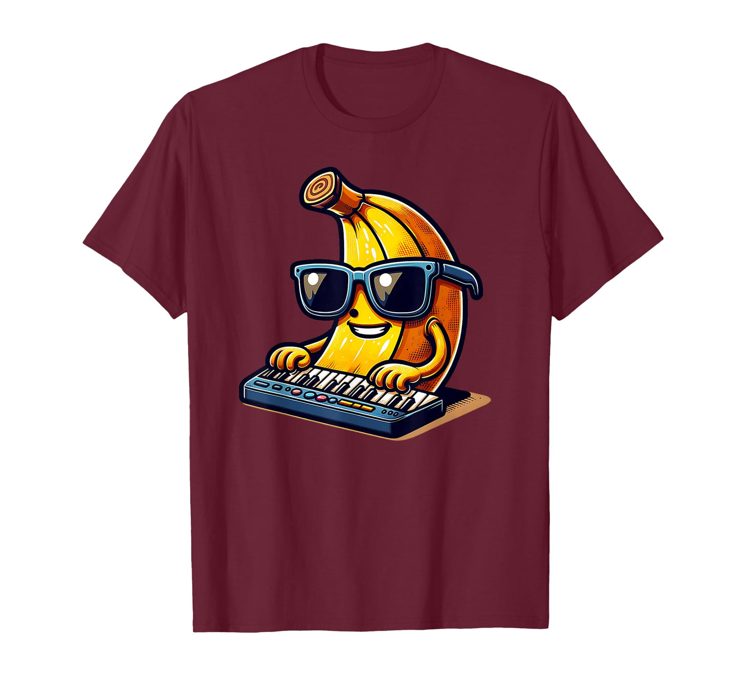 Cool Banana Playing Keyboard Sunglasses Funny T-Shirt
