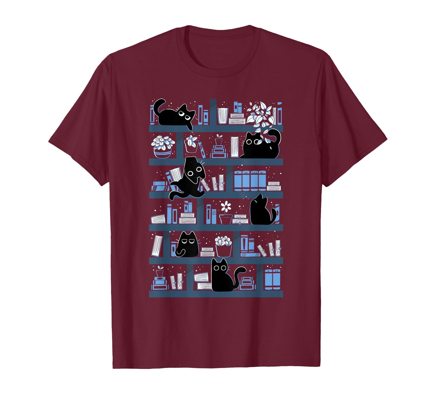 Purrfect Library Cats On A Bookshelf Cute Book Reader T-Shirt