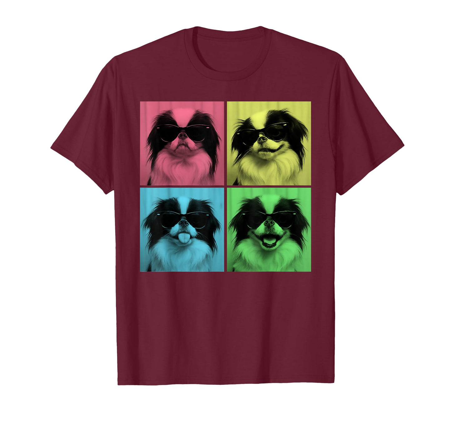 Japanese Chin Pop Art Funny Dog Lover Photo Booth Men Women Kids T-Shirt