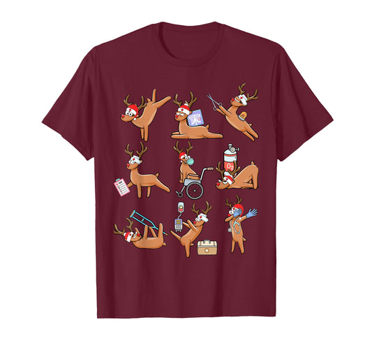 Christmas Reindeer Nurse Xmas Healthcare Workers Nursing T-Shirt