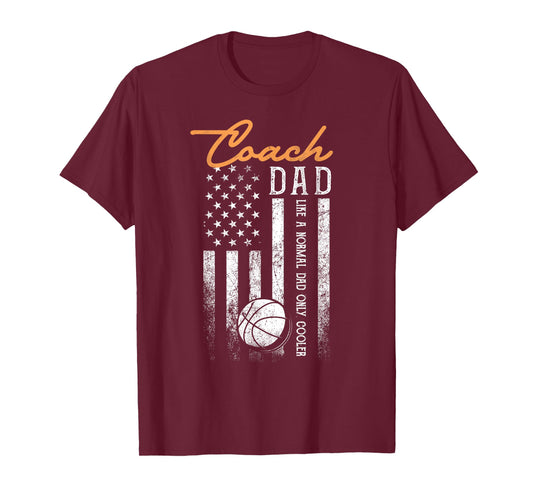 Basketball Coach Dad Like A Normal Dad Only Cooler USA Flag Men T-Shirt
