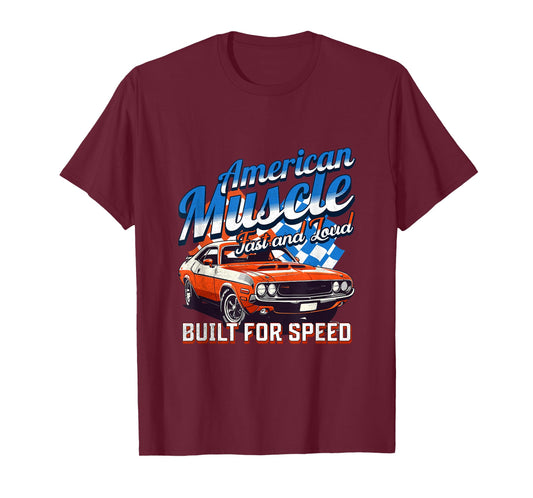 Vintage American Muscle Fast and Loud Classic Sports Car Men T-Shirt