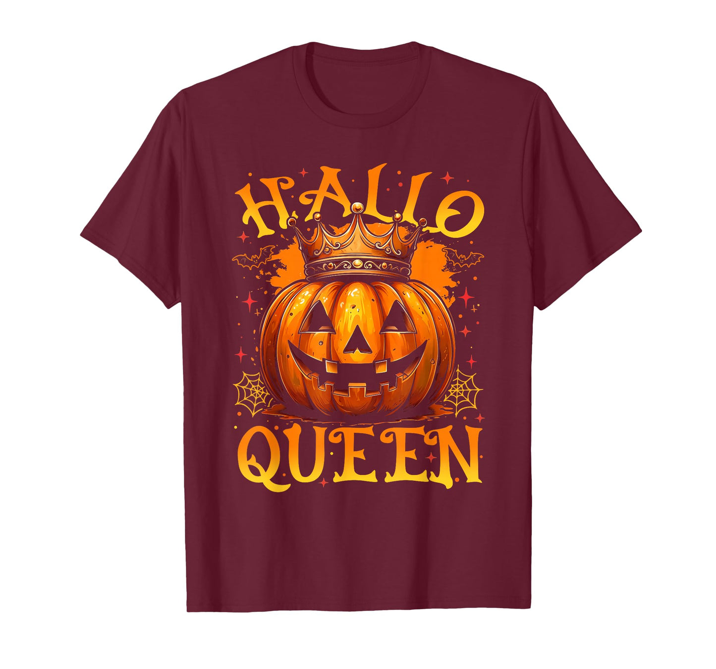Hallo Queen Halloween Pumpkin Queen Crown Girl Women T-Shirt