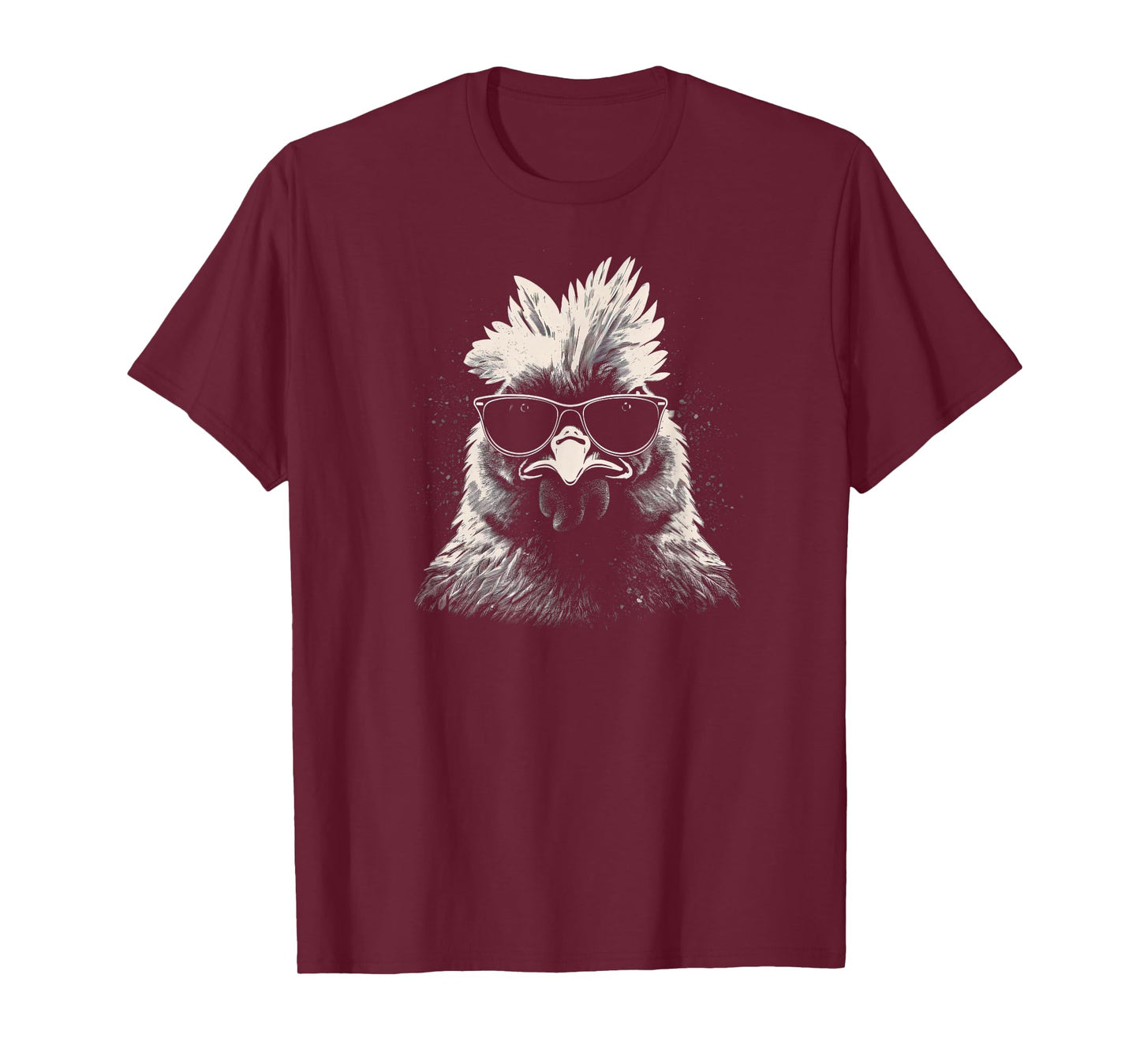 Cool Chicken With Sunglasses Sketch Punk Stencil Rooster T-Shirt