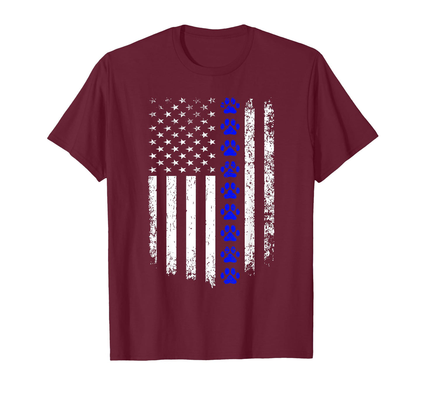K-9 Unit Thin Blue Line Dog Paw Flag Patriotic Police T-Shirt