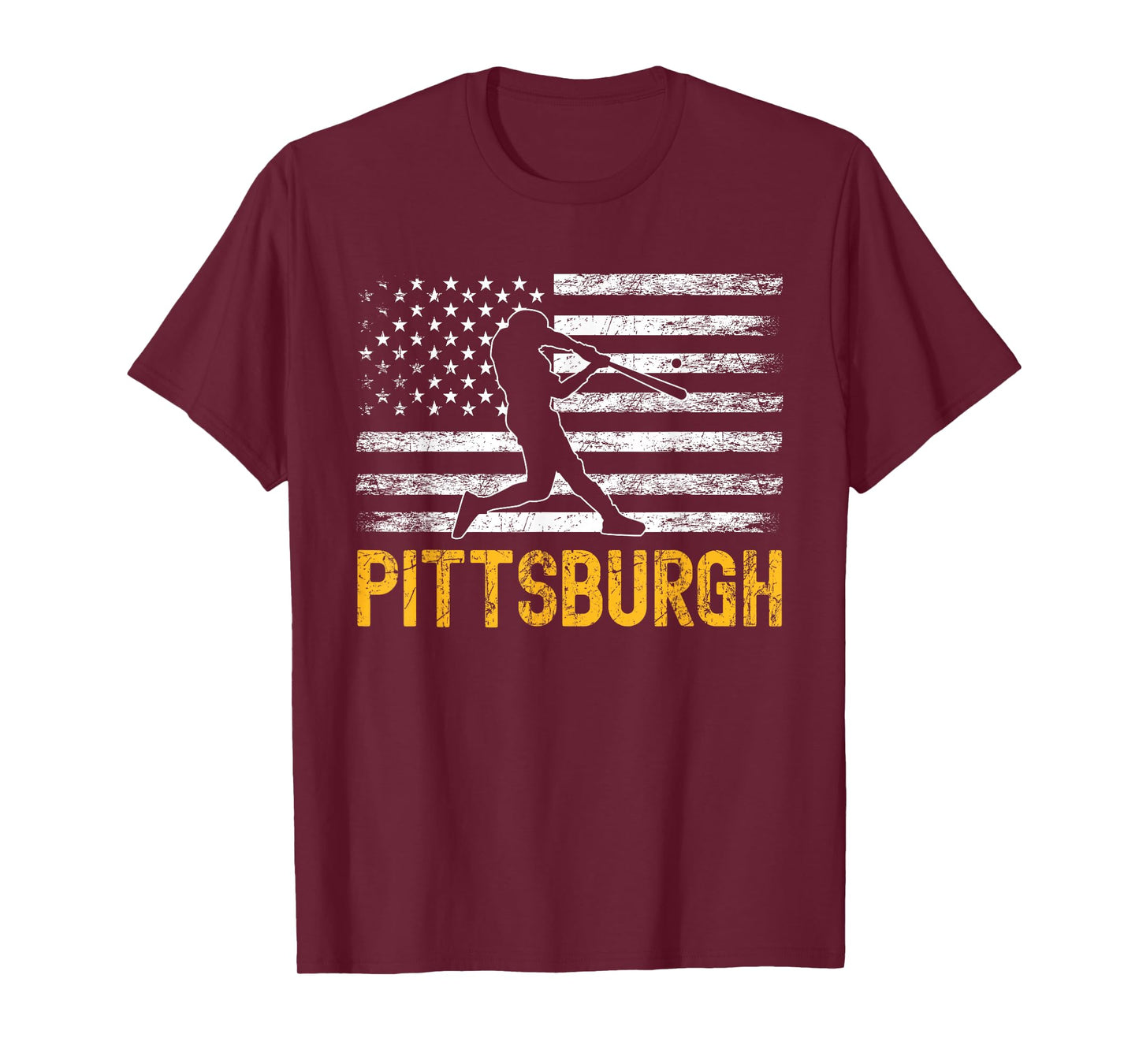Pittsburgh Pennsylvania American Flag Baseball Weathered T-Shirt