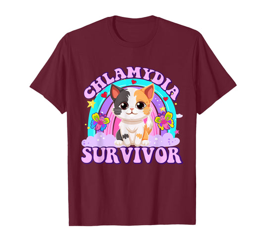 Chlamydia Survivor Cat Meme Funny Shirts for Men Adult Humor T-Shirt