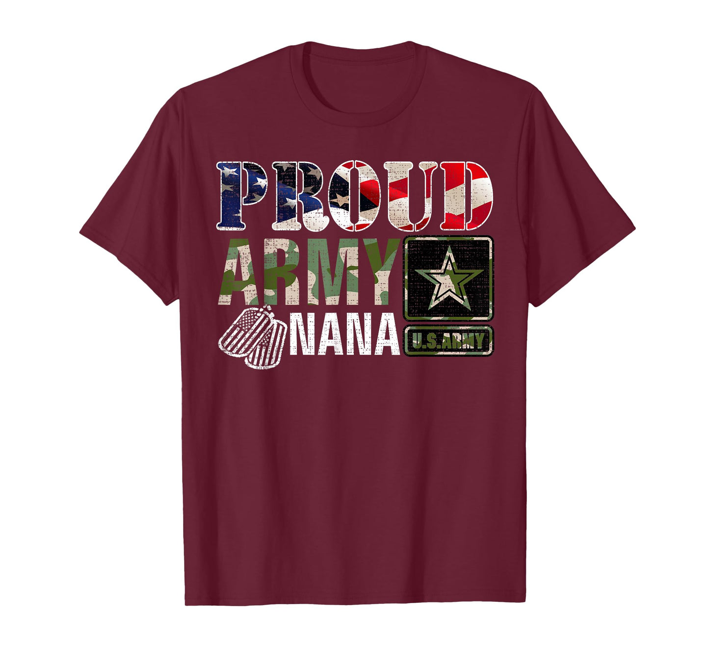 Vintage Proud Army Nana Camo With American Flag Gift T-Shirt