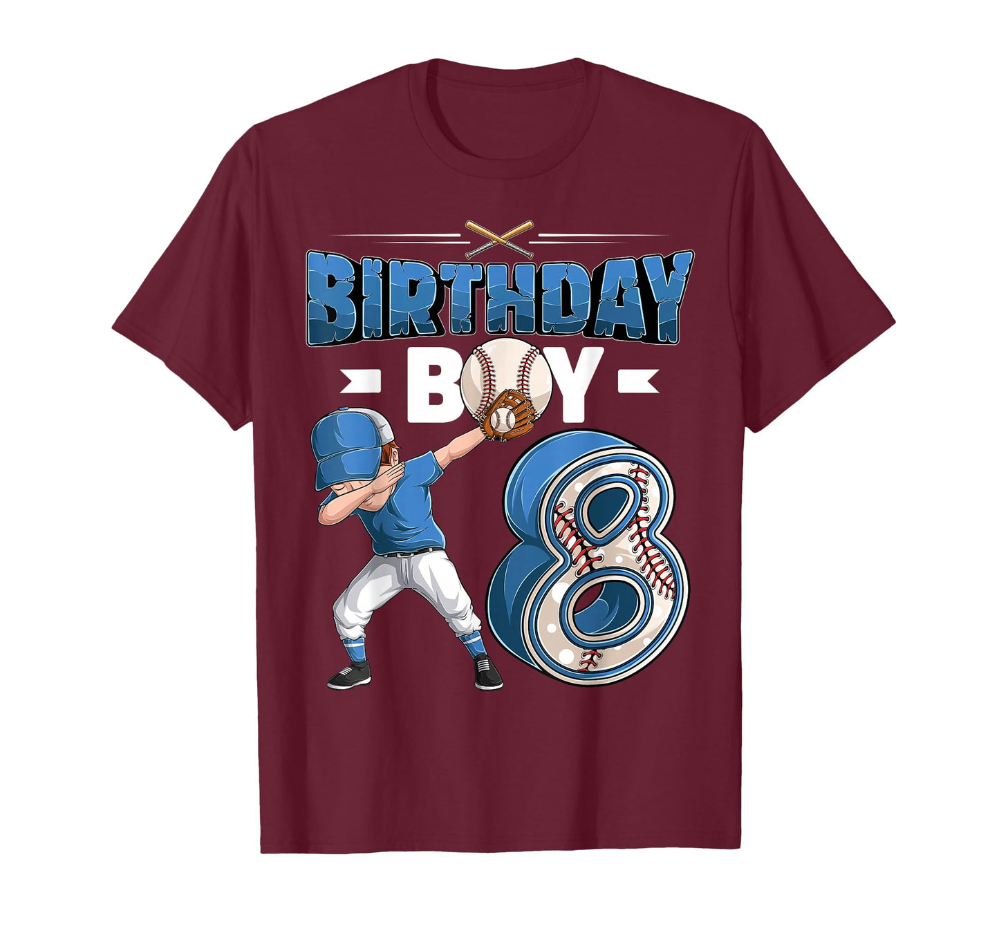Dabbing boy 8 Year Old Baseball Player 8th Birthday Party T-Shirt