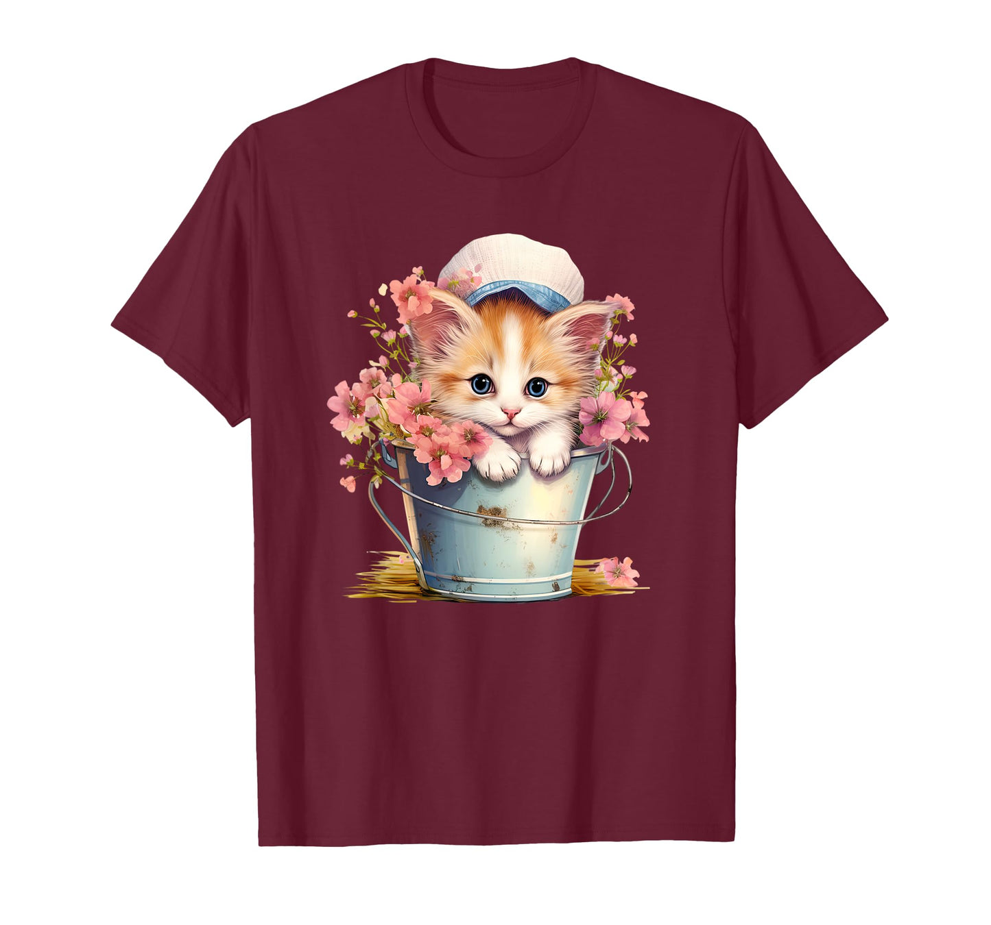 Shy Little Kitten Spring Graphic For Women Girls And Cat Mom T-Shirt