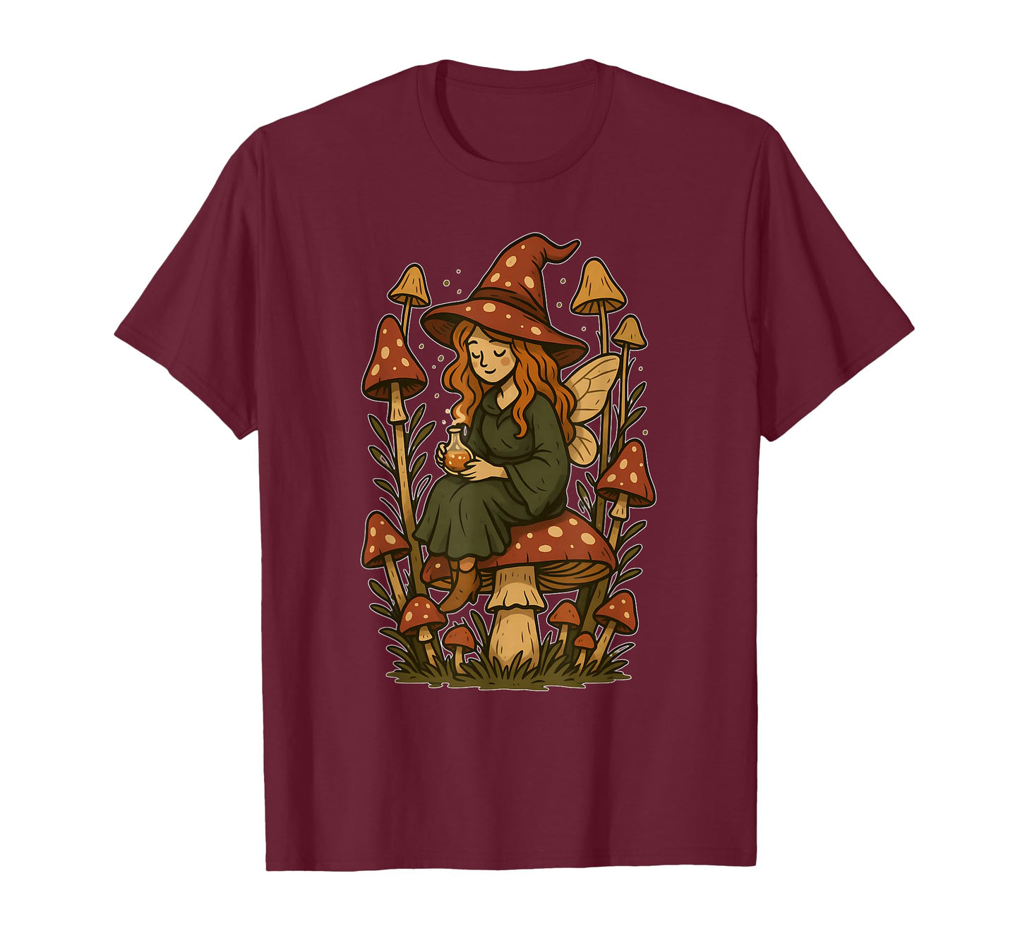 Forest Witch Fairy on Mushroom T-Shirt