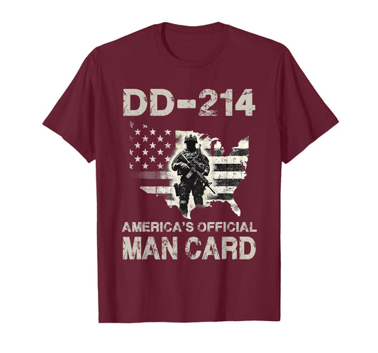 DD-214 America's Official Man Card Veteran Pride Flag T-Shirt