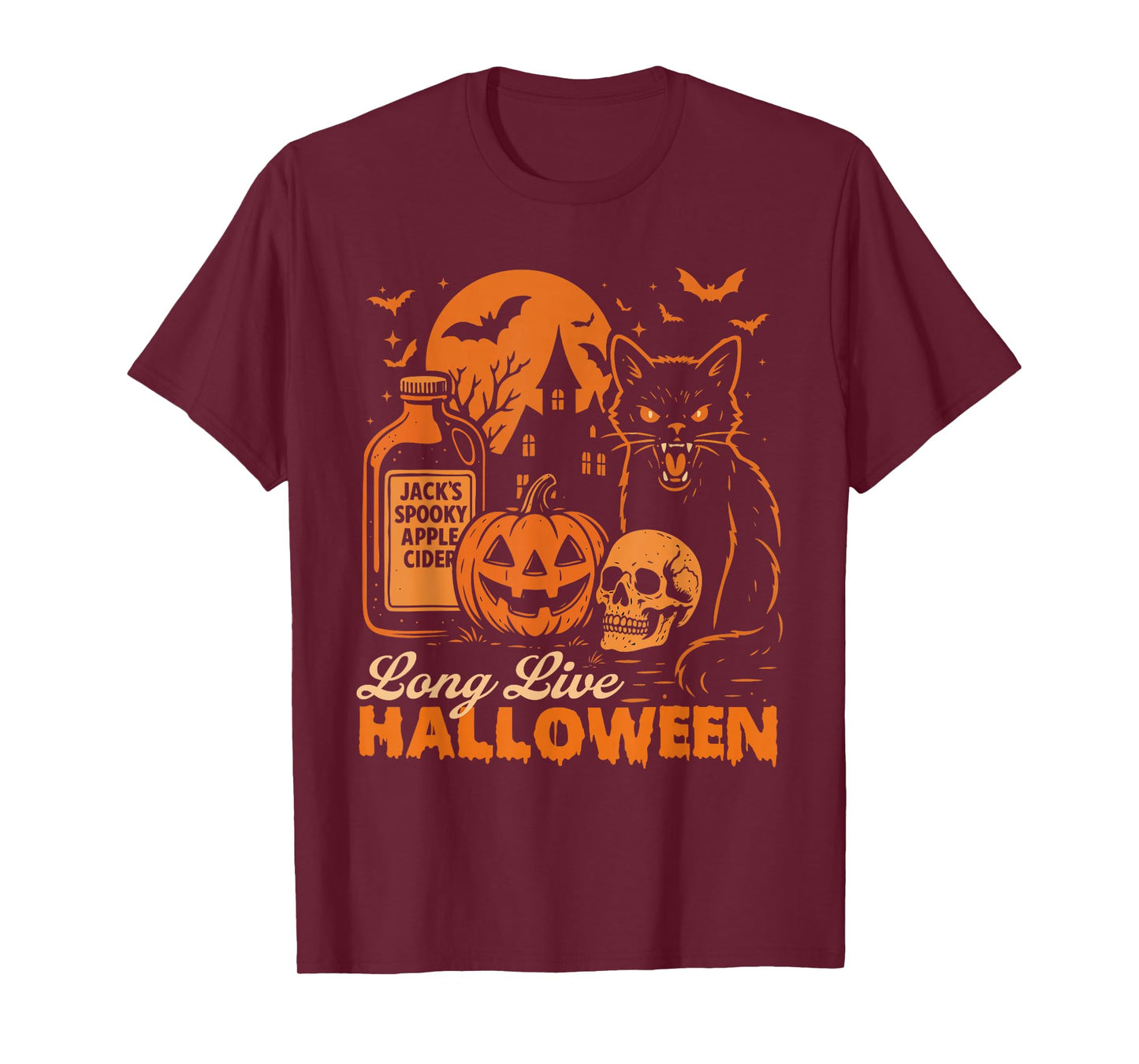 Long Live Halloween - Spooky Black Cat Halloween Costume T-Shirt