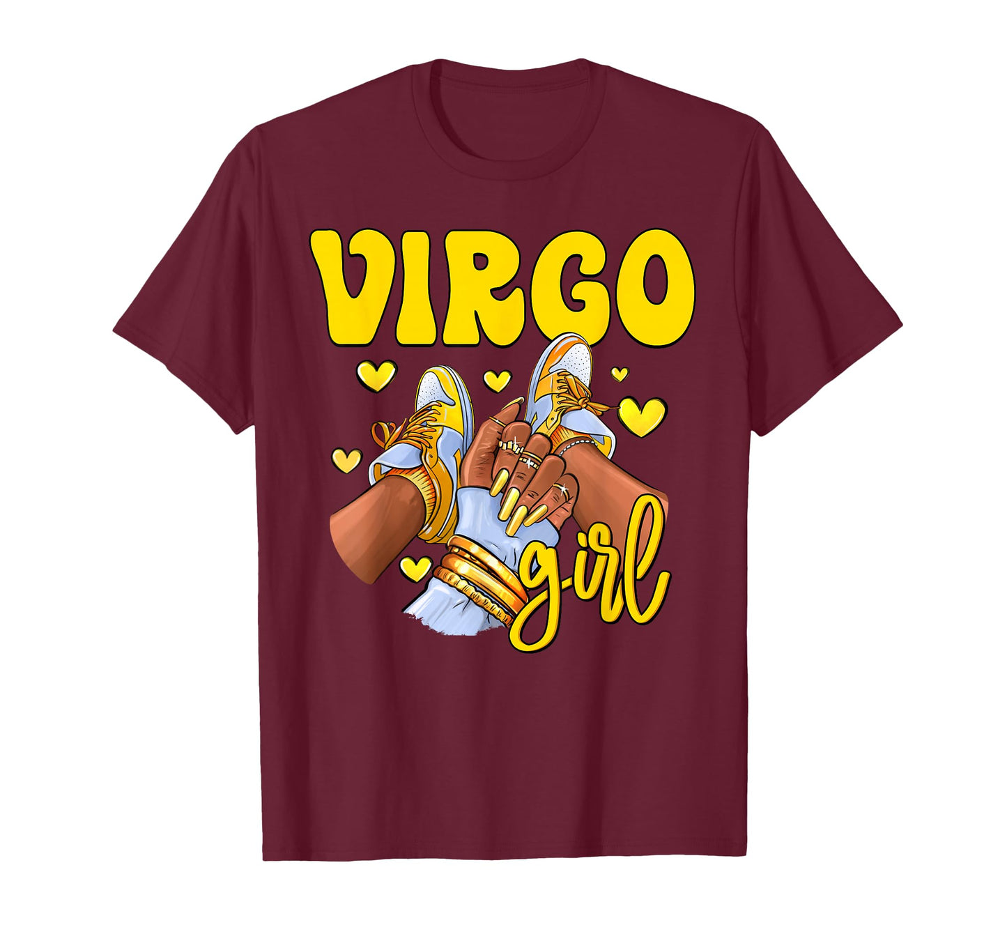 Virgo Girl Shoes Sneakers Zodiac Sign Black Women T-Shirt
