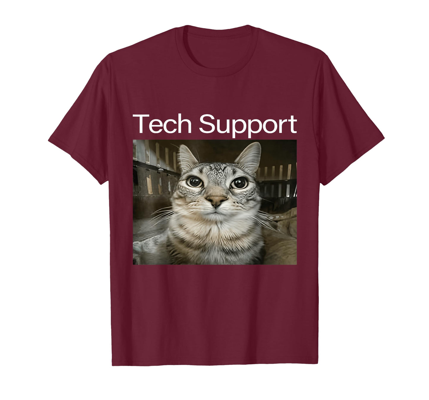 Tech Support Silly Staring Cat Meme Gen Alpha Humor Brainrot T-Shirt