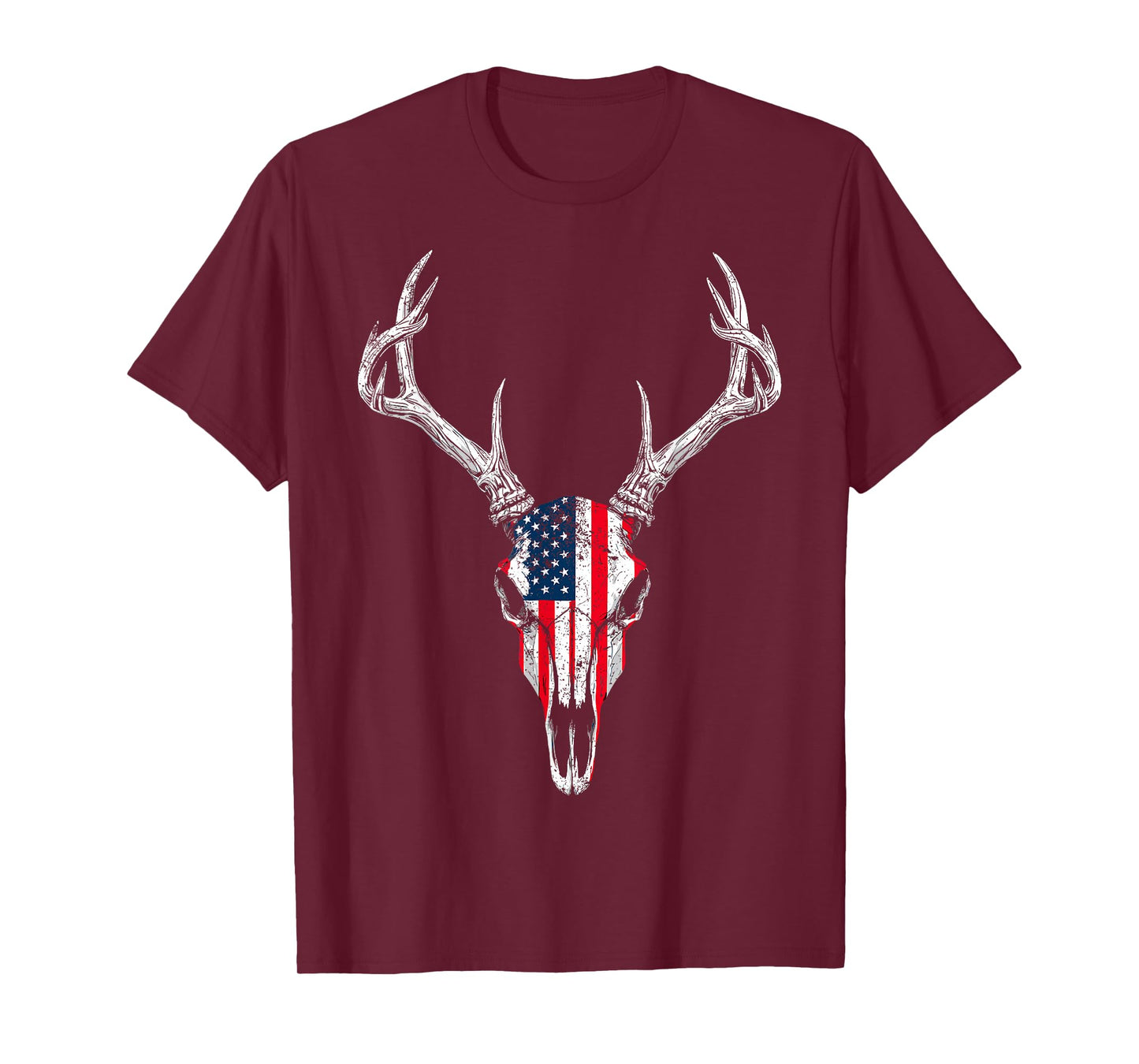 American Flag Vintage Tee Deer Hunting Camouflage Deer Skull T-Shirt