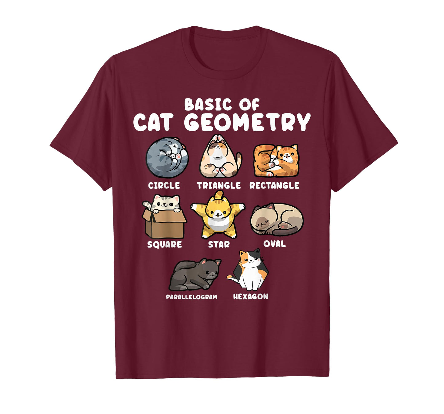 Cat Geometry Math Funny Cat Shapes Design for Cat Lovers T-Shirt