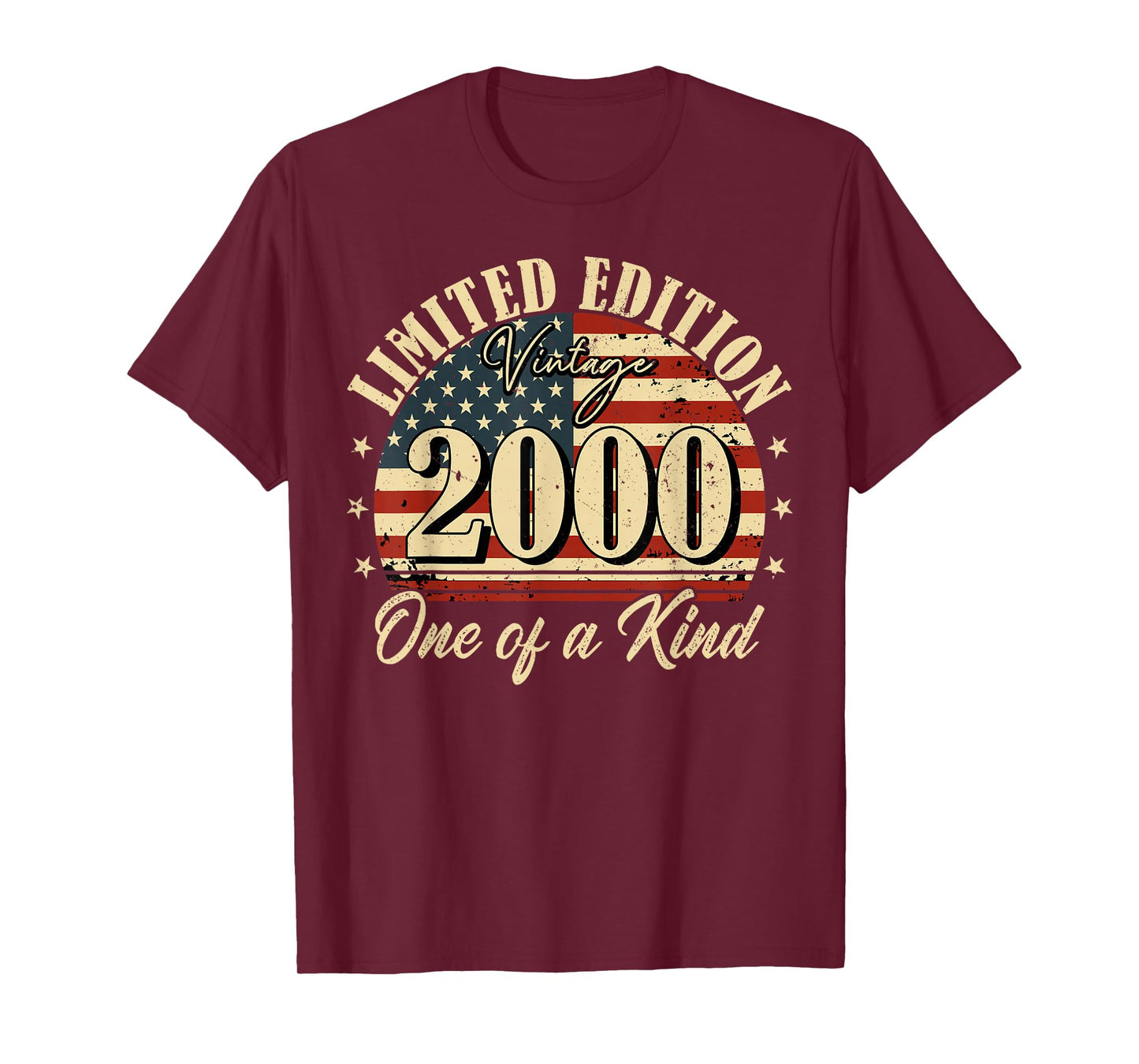 Vintage 2000 Limited Edition 25th Funny Birthday USA Flag T-Shirt