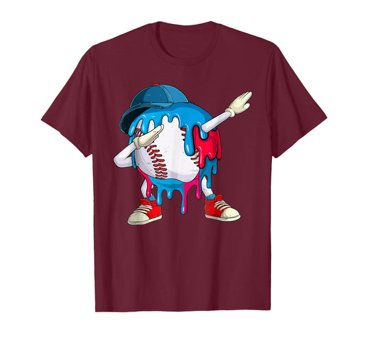 Dabbing Baseball Boys Ice Cream Drip Baseball Boys Youth T-Shirt
