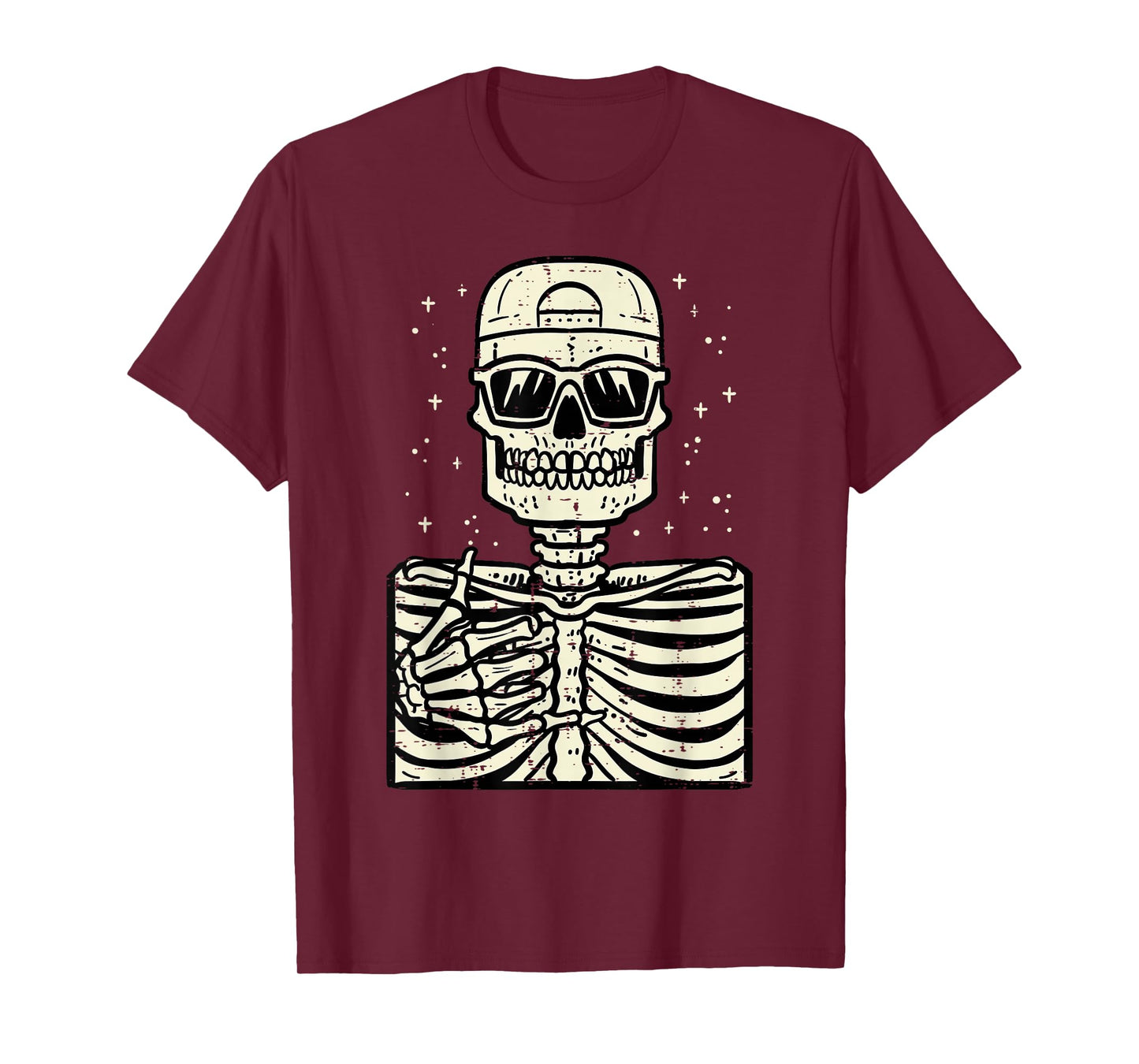 Rocker Skeleton Rock Cool Goth Halloween Men Boys Kids Teen T-Shirt