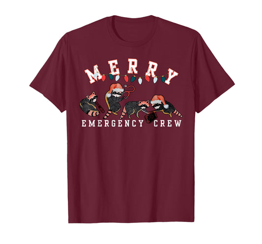 Cute Raccoon Emergency Nurse Crew Christmas ER Crew Nurse T-Shirt