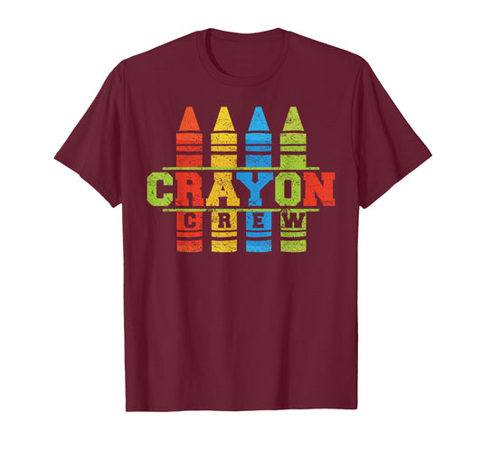 Cray Colors Child Art - Funny Crayon Crew T-Shirt Small