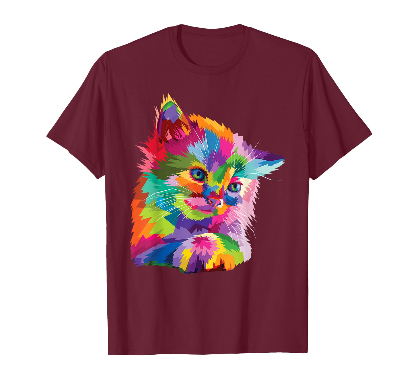 Rainbow Kitten Colorful Feline Mosaic Kitty Portrait T-Shirt