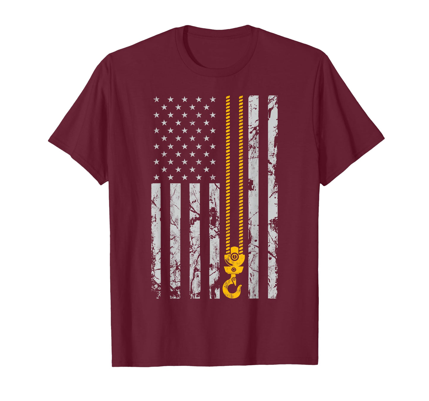 Lifting Hook Thin American Flag Crane Operator gift T-Shirt