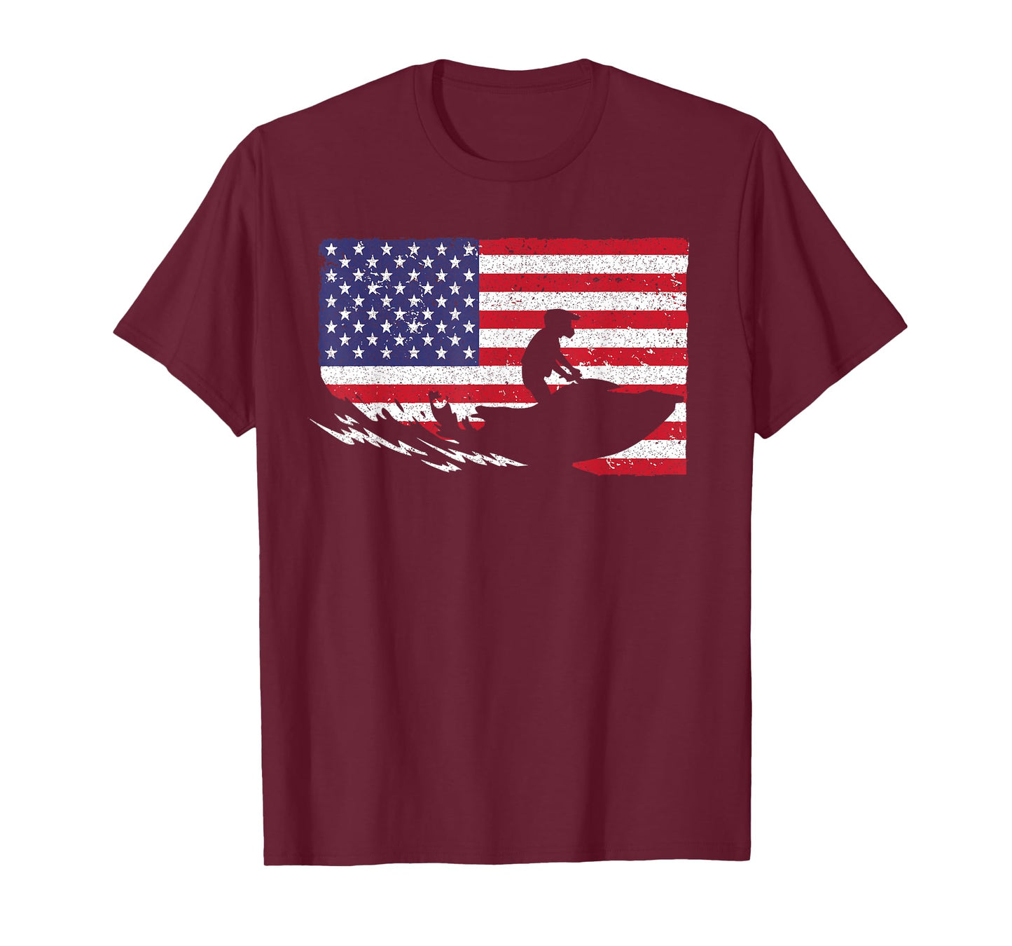 Cool Jet Ski For Men Women Skiers US American Flag Skiing T-Shirt