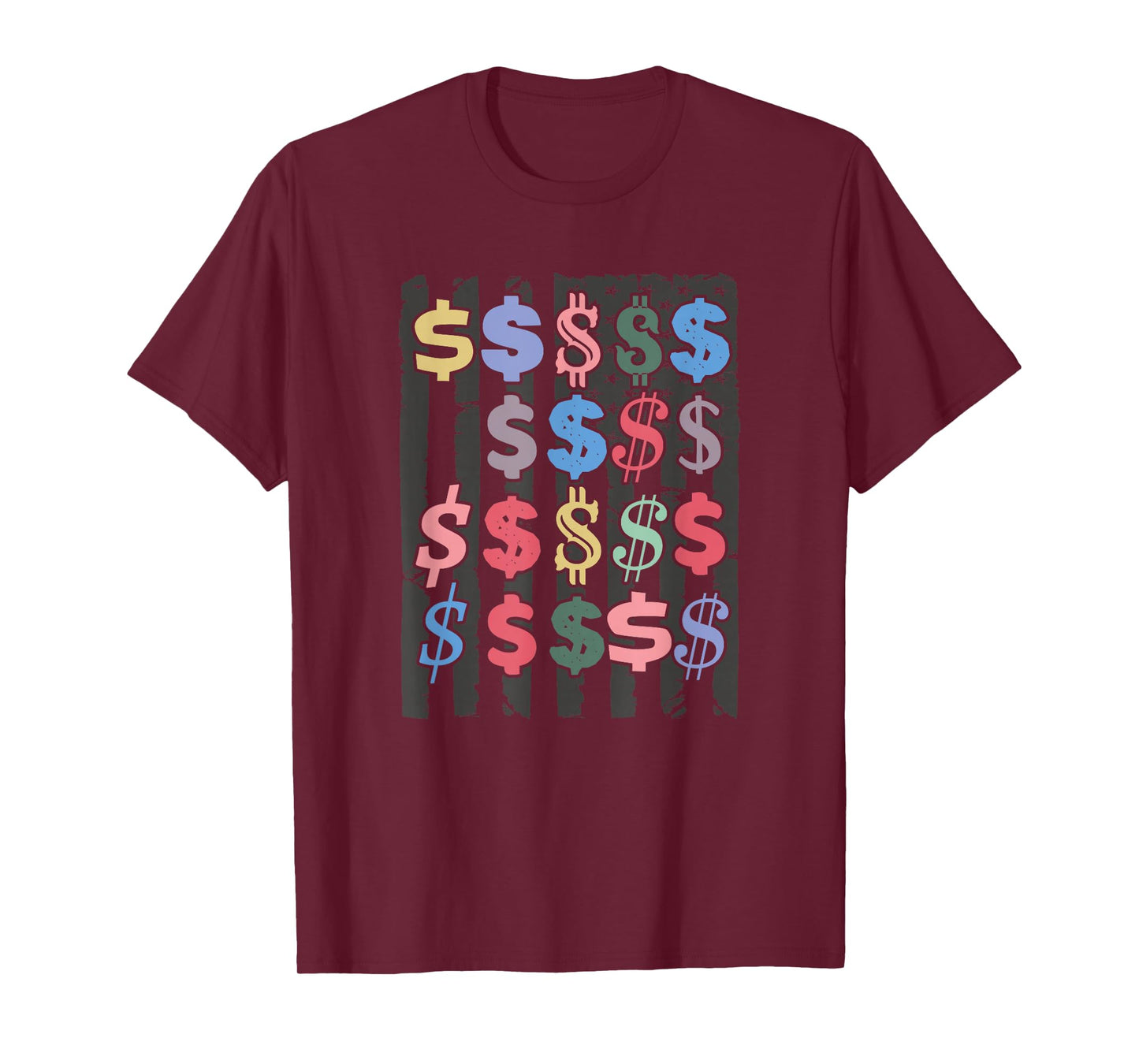 Colorful USA Dollar Sign Tshirt - Novelty Dollar Design T-Shirt