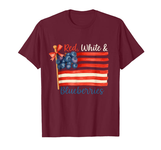 Red White & Blueberries American Flag PNG Blueberry USA T-Shirt
